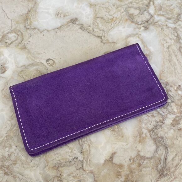 Genuine Suede Leather Handcrafted Chequebook Cover - Picture 2 of 8